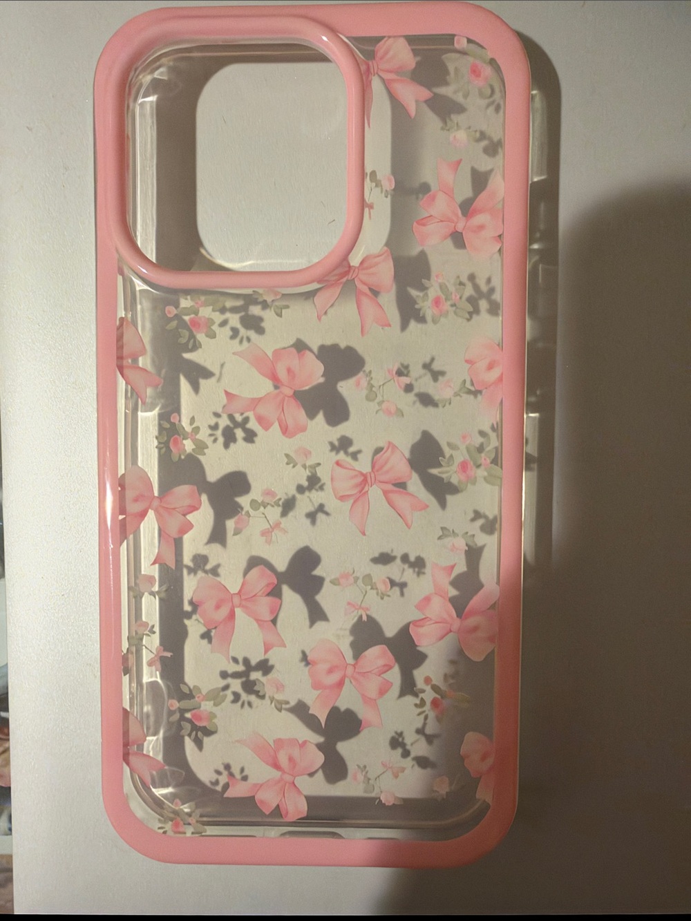 LoveShackFancy Clear Phone Case with Pink Bow & Floral Print